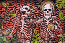 Load image into Gallery viewer, Sinner & The Saint Skeleton Drinking in Forest Painted Screen Print 16 x 24 inches