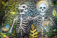 Load image into Gallery viewer, Sinner & The Saint Skeleton Drinking in Forest Painted Screen Print 16 x 24 inches