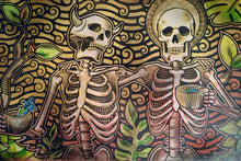 Load image into Gallery viewer, Sinner & The Saint Skeleton Drinking in Forest Painted Screen Print 16 x 24 inches