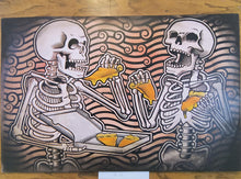 Load image into Gallery viewer, The After Party - Skeletons Eating Pizza - Painted Screen Print 16 x 24 inches
