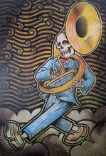 Load image into Gallery viewer, The Big Easy Skeleton Marching Band Screen Painted Print 16 x 24 inches