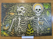 Load image into Gallery viewer, Sinner & The Saint Skeleton Drinking in Forest Painted Screen Print 16 x 24 inches