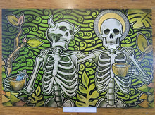 Load image into Gallery viewer, Sinner & The Saint Skeleton Drinking in Forest Painted Screen Print 16 x 24 inches