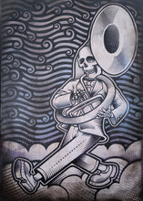 Load image into Gallery viewer, The Big Easy Skeleton Marching Band Screen Painted Print 16 x 24 inches