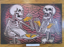 Load image into Gallery viewer, The After Party - Skeletons Eating Pizza - Painted Screen Print 16 x 24 inches