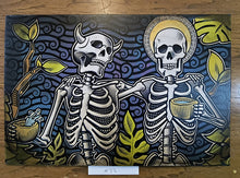 Load image into Gallery viewer, Sinner & The Saint Skeleton Drinking in Forest Painted Screen Print 16 x 24 inches