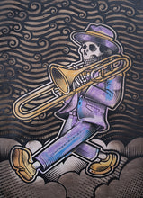 Load image into Gallery viewer, The Big Easy Skeleton Marching Band Screen Painted Print 16 x 24 inches