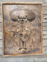 Load image into Gallery viewer, Mexican Skeleton Mariachi Guitarist Wood Carving