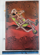 Load image into Gallery viewer, Raft & Lawn Chair Skeletons Painted Screen Print 16 x 24 inches