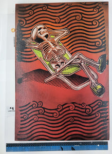 Raft & Lawn Chair Skeletons Painted Screen Print 16 x 24 inches