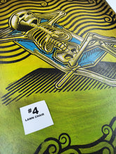 Load image into Gallery viewer, Raft & Lawn Chair Skeletons Painted Screen Print 16 x 24 inches