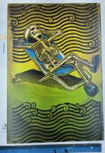 Load image into Gallery viewer, Raft &amp; Lawn Chair Skeletons Painted Screen Print 16 x 24 inches
