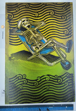 Load image into Gallery viewer, Raft & Lawn Chair Skeletons Painted Screen Print 16 x 24 inches
