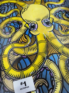 Octopus Painted Screen Print 16 x 24 inches