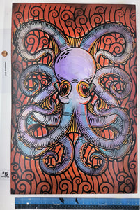 Octopus Painted Screen Print 16 x 24 inches