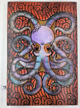 Load image into Gallery viewer, Octopus Painted Screen Print 16 x 24 inches