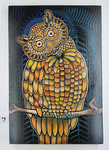 Load image into Gallery viewer, Owl Painted Screen Print 16 x 24 inches
