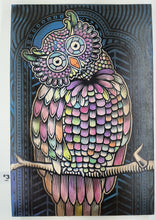 Load image into Gallery viewer, Owl Painted Screen Print 16 x 24 inches