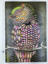 Load image into Gallery viewer, Owl Painted Screen Print 16 x 24 inches