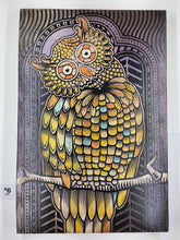 Load image into Gallery viewer, Owl Painted Screen Print 16 x 24 inches