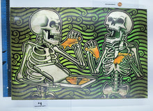 Load image into Gallery viewer, The After Party - Skeletons Eating Pizza - Painted Screen Print 16 x 24 inches