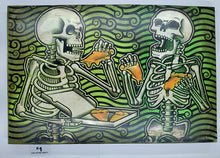 Load image into Gallery viewer, The After Party - Skeletons Eating Pizza - Painted Screen Print 16 x 24 inches
