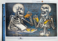 Load image into Gallery viewer, The After Party - Skeletons Eating Pizza - Painted Screen Print 16 x 24 inches