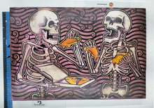 Load image into Gallery viewer, The After Party - Skeletons Eating Pizza - Painted Screen Print 16 x 24 inches