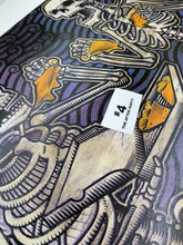 Load image into Gallery viewer, The After Party - Skeletons Eating Pizza - Painted Screen Print 16 x 24 inches
