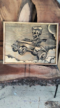 Load and play video in Gallery viewer, Hotrod Skeleton in 1932 Ford Wood Carving – Classic Car Illustration - Wood Carving Wall Art