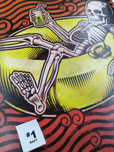 Load image into Gallery viewer, Raft & Lawn Chair Skeletons Painted Screen Print 16 x 24 inches