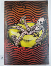 Load image into Gallery viewer, Raft & Lawn Chair Skeletons Painted Screen Print 16 x 24 inches