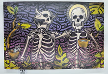 Load image into Gallery viewer, Sinner & The Saint Skeleton Drinking in Forest Painted Screen Print 16 x 24 inches