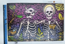 Load image into Gallery viewer, Sinner & The Saint Skeleton Drinking in Forest Painted Screen Print 16 x 24 inches