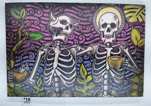 Load image into Gallery viewer, Sinner & The Saint Skeleton Drinking in Forest Painted Screen Print 16 x 24 inches