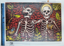 Load image into Gallery viewer, Sinner & The Saint Skeleton Drinking in Forest Painted Screen Print 16 x 24 inches