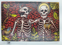 Load image into Gallery viewer, Sinner & The Saint Skeleton Drinking in Forest Painted Screen Print 16 x 24 inches