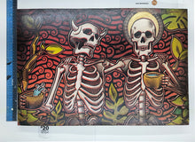 Load image into Gallery viewer, Sinner & The Saint Skeleton Drinking in Forest Painted Screen Print 16 x 24 inches