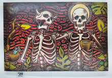 Load image into Gallery viewer, Sinner & The Saint Skeleton Drinking in Forest Painted Screen Print 16 x 24 inches