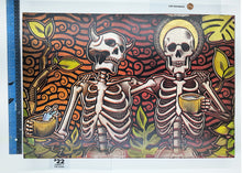 Load image into Gallery viewer, Sinner & The Saint Skeleton Drinking in Forest Painted Screen Print 16 x 24 inches