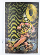 Load image into Gallery viewer, The Big Easy Skeleton Marching Band Screen Painted Print 16 x 24 inches