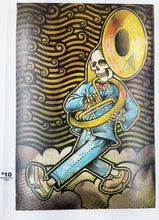 Load image into Gallery viewer, The Big Easy Skeleton Marching Band Screen Painted Print 16 x 24 inches