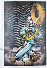 Load image into Gallery viewer, The Big Easy Skeleton Marching Band Screen Painted Print 16 x 24 inches