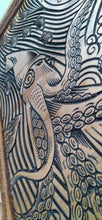 Load image into Gallery viewer, Squid Wood Carving – Detailed Marine Life Illustration