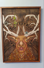 Load image into Gallery viewer, Carved Elk on Pine Wood - Unique Hanging Art Piece 24 x 32 inches
