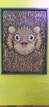 Load image into Gallery viewer, Puffer Fish Illustration - Bright and Fun Carved in Pine Wood - 24x32 inches
