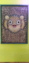 Load image into Gallery viewer, Puffer Fish Illustration - Bright and Fun Carved in Pine Wood - 24x32 inches