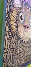 Load image into Gallery viewer, Puffer Fish Illustration - Bright and Fun Carved in Pine Wood - 24x32 inches