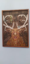 Load image into Gallery viewer, Carved Elk on Pine Wood - Unique Hanging Art Piece 24 x 32 inches