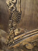 Load image into Gallery viewer, Surfing Skeleton Wood Carving Wall Art